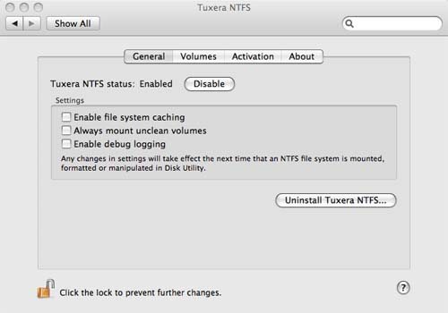 tuxera ntfs for mac screenshot