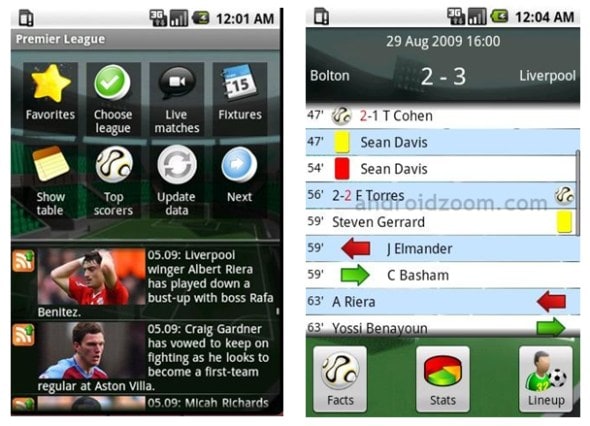 footmob live football scores app screenshots 11 Best Android Apps For Nexus One / HTC Desire