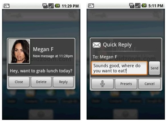 sms popup android messaging app screenshots 11 Best Android Apps For Nexus One / HTC Desire